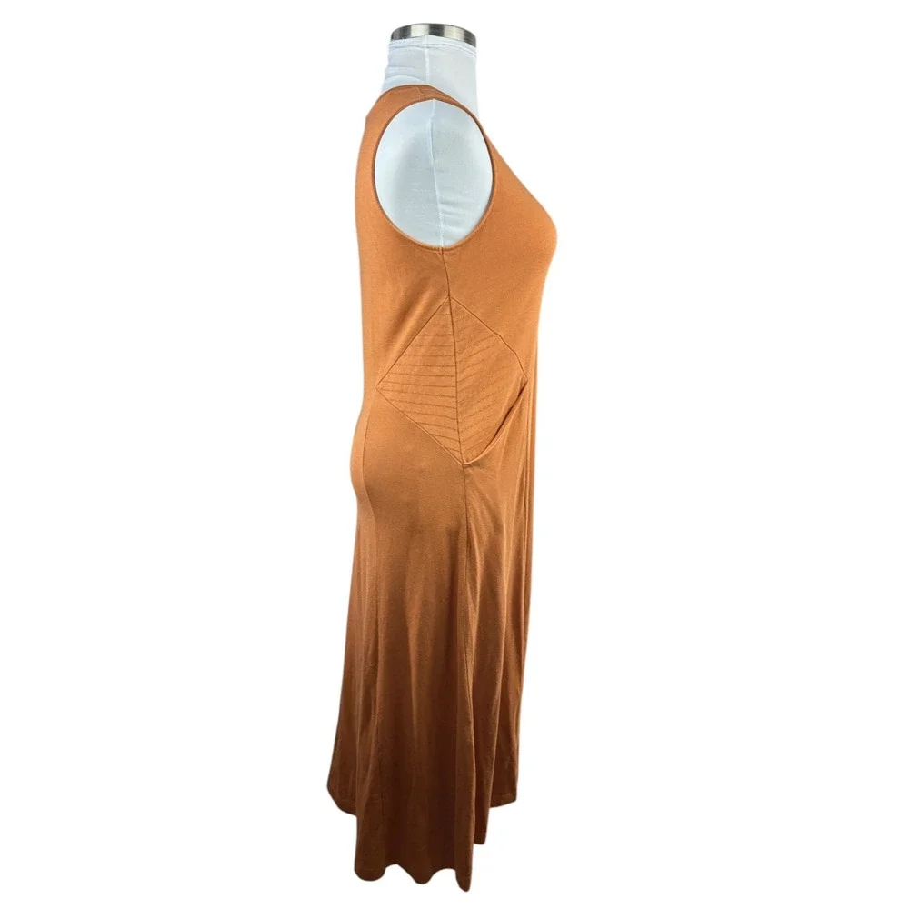 Soft Surroundings Rust Orange Maxi Dress Sleeveless Button Front Pockets Medium - Picture 12 of 14